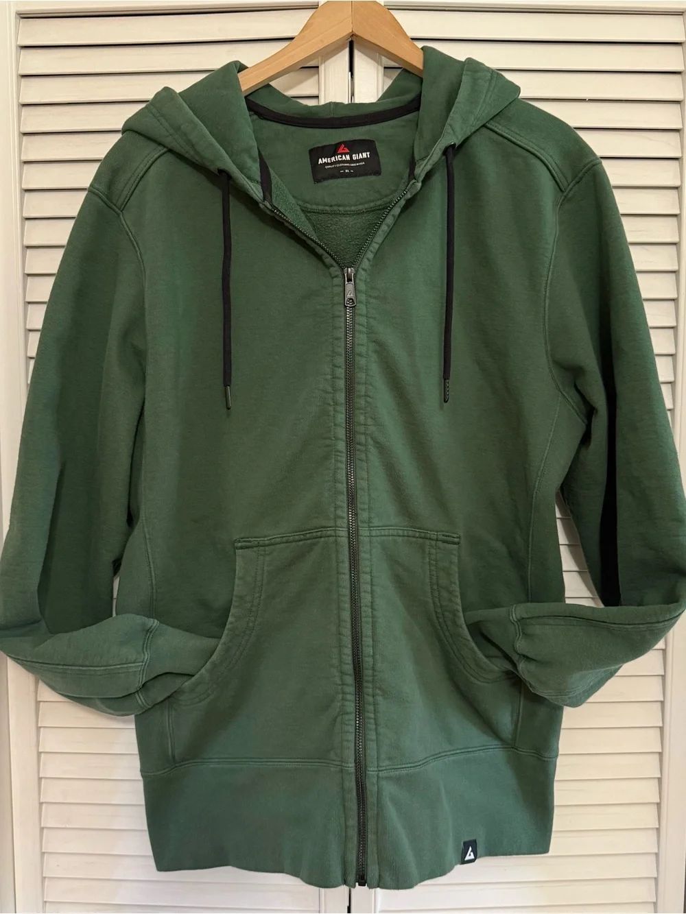 American Giant Green Zip Up Hoodie